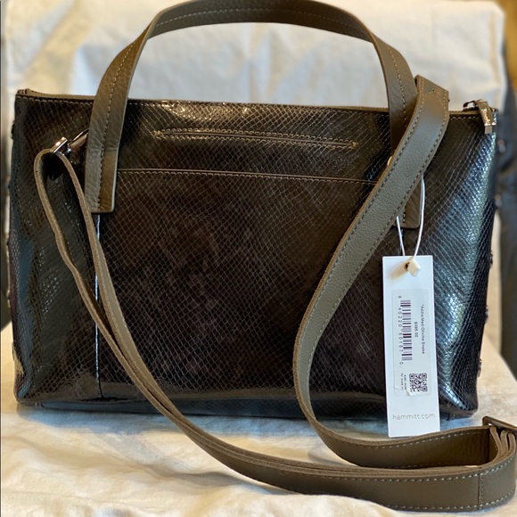 Hammitt Addie Medium Snake-Print Olivine Leather Tote Crossbody Bag - Picture 9 of 13